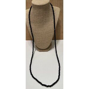 Vintage Vendome Black Faceted Glass Bead Necklace Signed Statement Slipover?